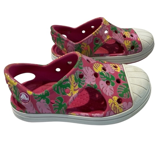 CROCS Little Girl’s Sandal in Colorful Palm Leaf Pattern. Size C9 - Picture 4 of 7